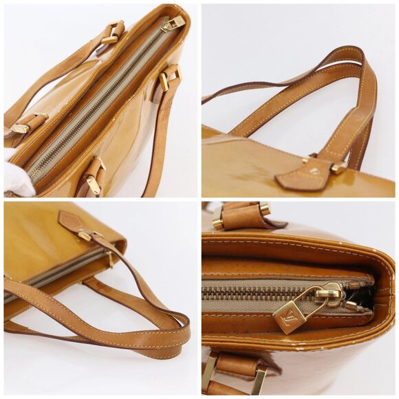 LOUIS VUITTON Monogram Vernis Houston Hand Bag Beige M91004 LV Auth 149327 - Picture 16 of 16